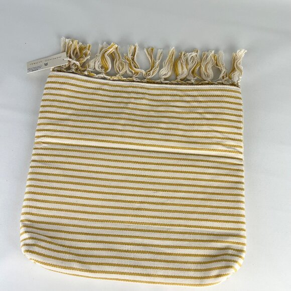 Mercado Global Margarita Clutch Sunset Yellow Stripes Cotton Macrame Fringe - Picture 7 of 14